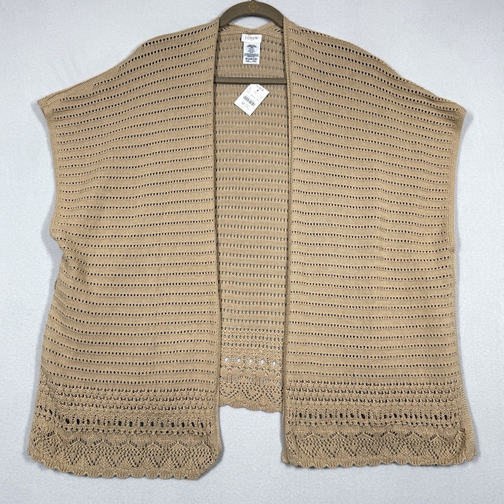 J Crew Sweater Womens‎ One Size Pointelle Open Front Wrap Cardigan Cashew NWT